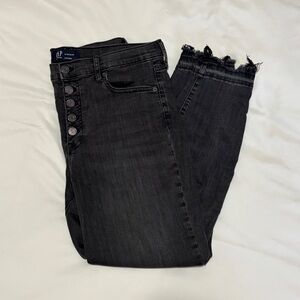 Black Frayed Hem Skinny Jeans